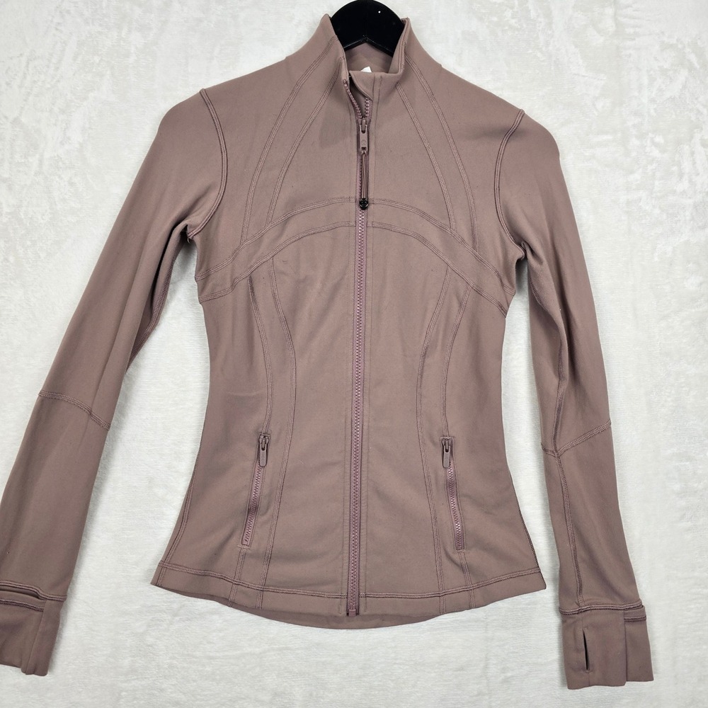 Lululemon Define Jacket Size 4 Mauve Brown Full Zip Activewear Thumbholes